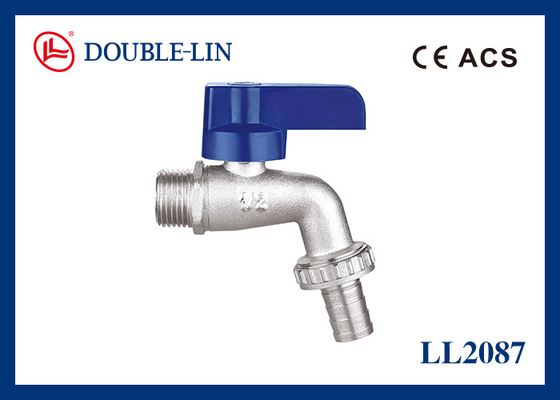 Torneira de esfera de latão ISO228 com rosca ABS, alavanca plana de 1/2" X 3/4", com haste de anel duplo