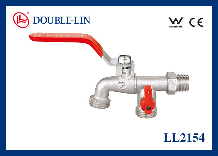 Torneiras de latão para máquina de lavar 1/2" com manípulo de alavanca flutuante e sede de PTFE, tipo haste com anel duplo